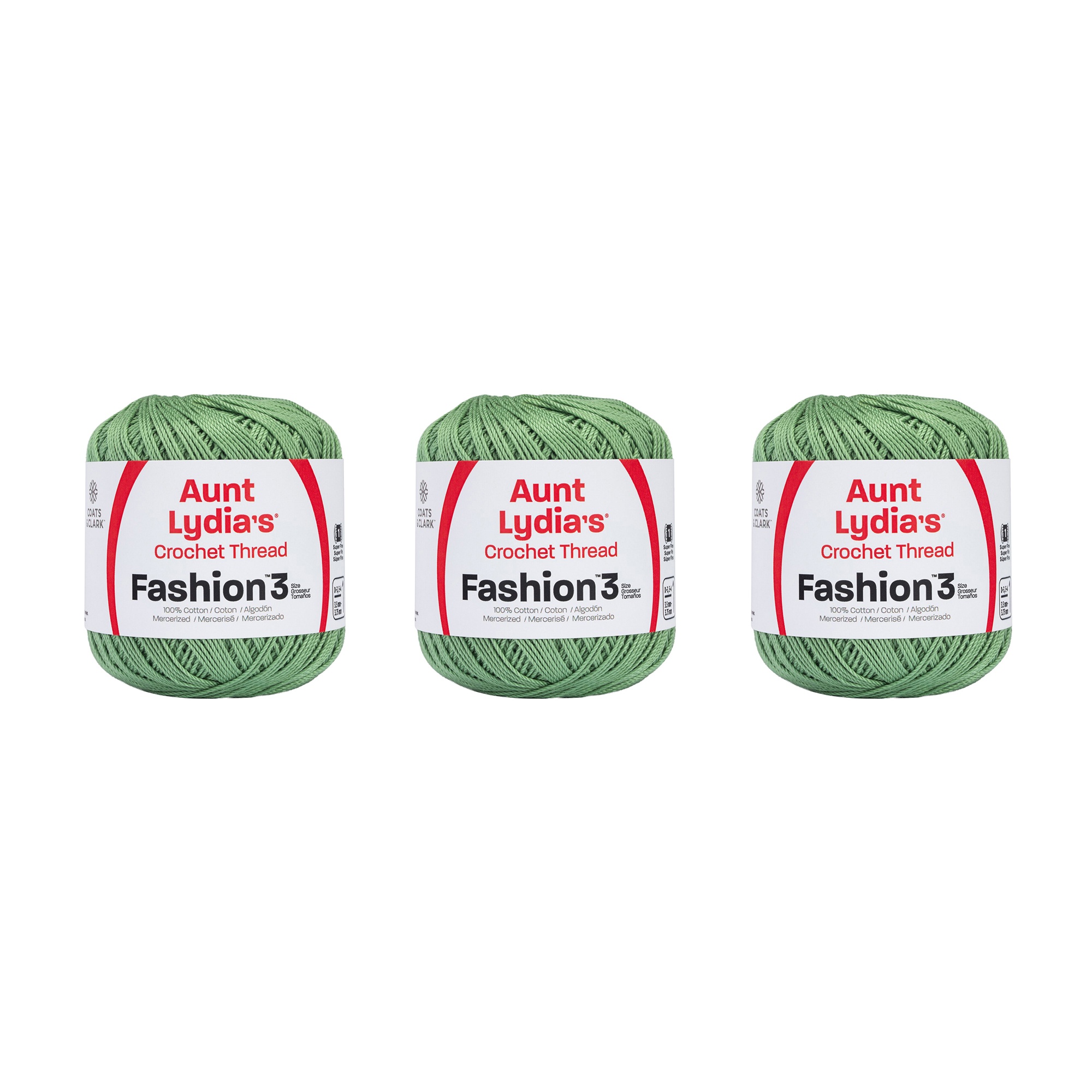 Aunt Lydia Fashion Sage Crochet - 3 Pack of 150y/137m - Cotton